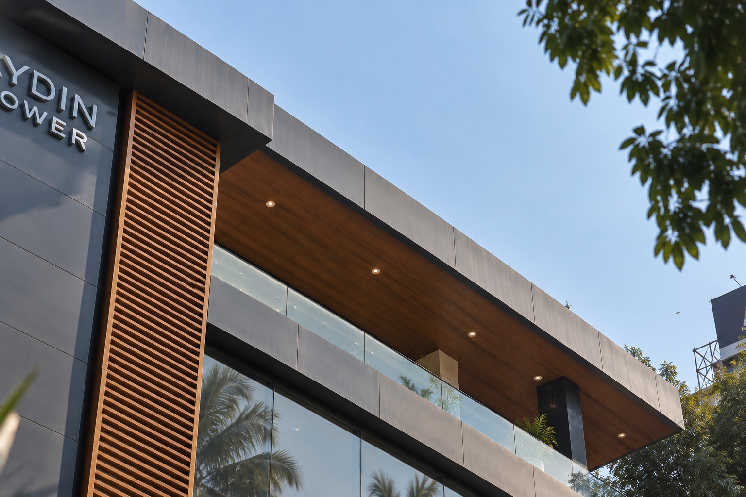 Aydin Tower Cantilevered Penthouse Terrace with Timber Soffit