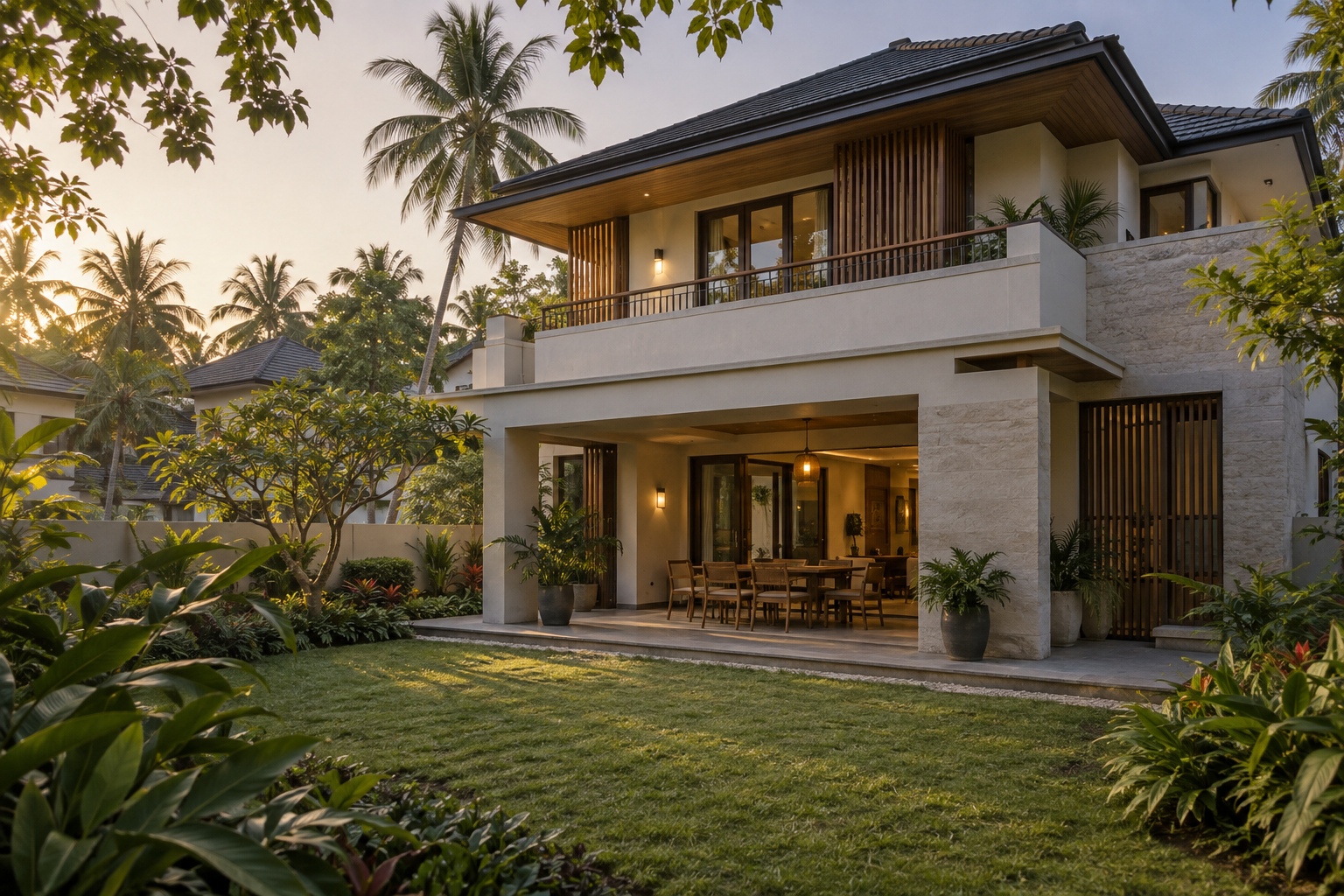 Private Landscaped Lawn and Outdoor Dining Veranda
