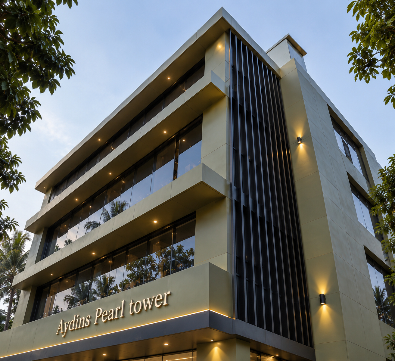 Dramatic Upward Facade Elevation & Vertical Louvers