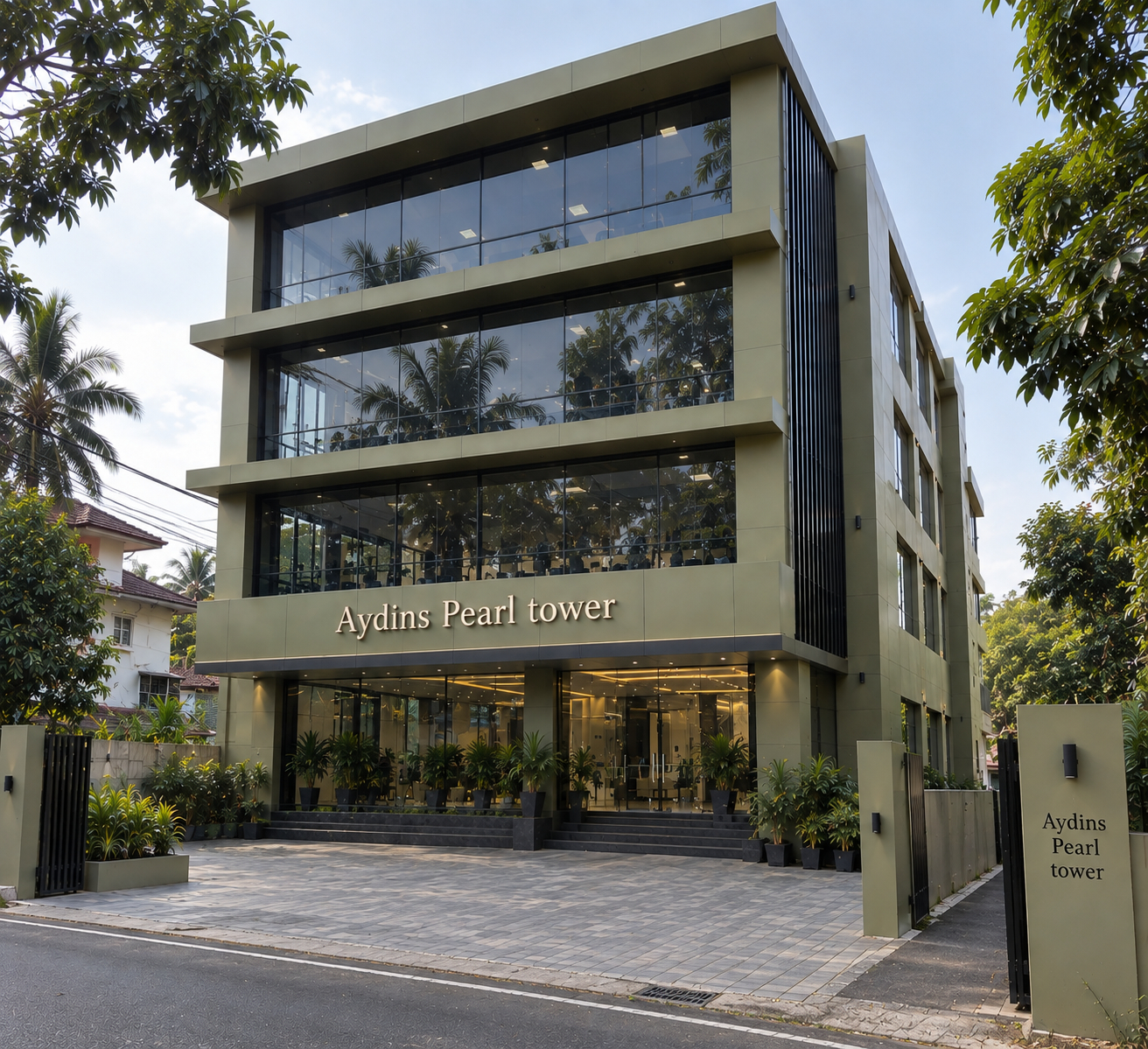 Frontal Commercial Facade & Landscaped Forecourt